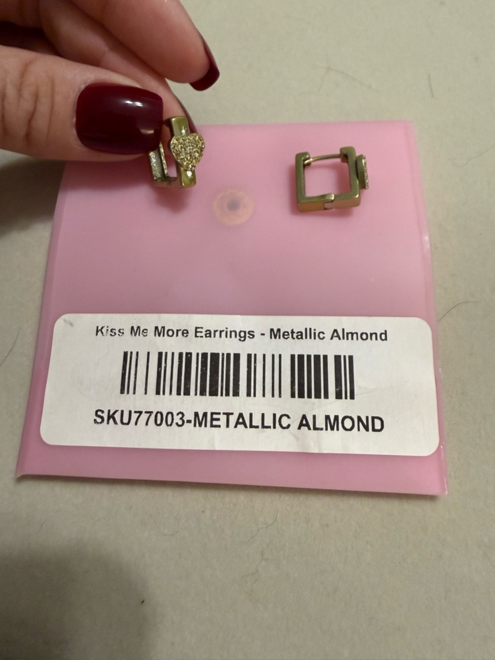 By Alexa Rae - Kiss Me More Metallic Almond Heart Hoop Earrings